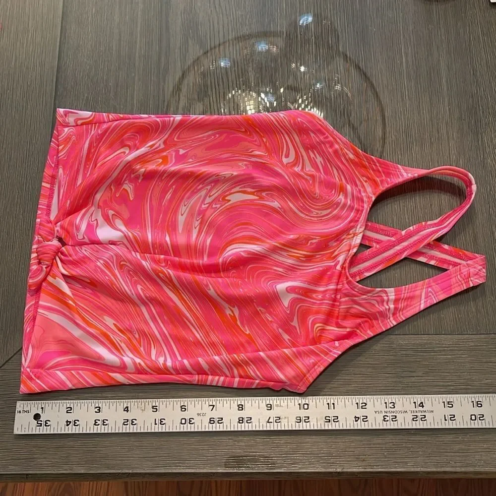 Lands’ End Girls Tie Front Tankini Swimsuit Top Size 8 New